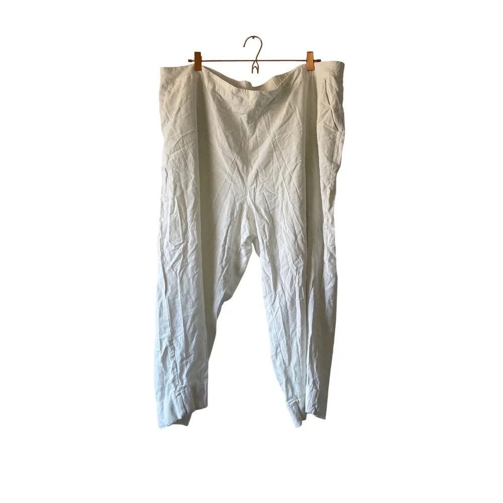 Soft Surroundings White Linen Blend Pants Womens 3X Size minimalist coastal